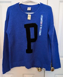 BRAND NEW Victoria's Secret PINK Sweater Blue Crew Neck Long Sleeve Size Small - Picture 1 of 3