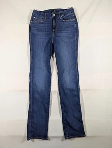 7 for All Mankind Jeans 27 Denim Kimmie Straight Mid Rise Stretch Classic Blue - Picture 1 of 13