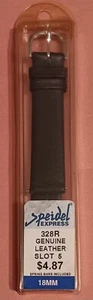 Black Leather Watch Band 8" Silver Tone Buckle &Spring Bars 18mm Speidel Express - Picture 1 of 6