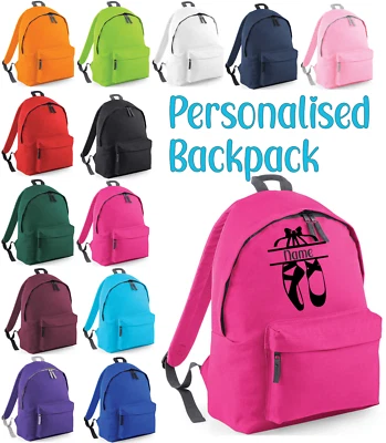 BAGBASE Personalisierter Rucksack Tanz & Name Back to School Balletttasche Rucksack Ballerina