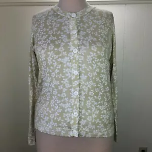 NWT Faded Glory Beige Flower Cardigan Sweater Large - Picture 1 of 6