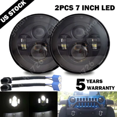 Pair 7" Inch LED Headlight Round HI/LO Sealed Beam for Chevy Pickup Truck 3100 - Image 1 of 4