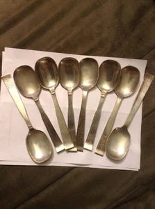 Antique table Spoons Set Of 8 Hand Made With "Rivero" Coat Of Arms - Picture 1 of 12