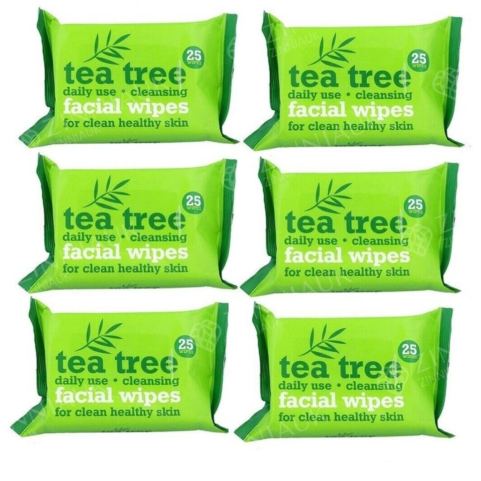 6 x Tree Tea Daily Use Cleansing Wipes for Clean, Healthy Skin