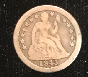 1845-o Seated dime , vg +, fine , scarce date - Photo 1 sur 2