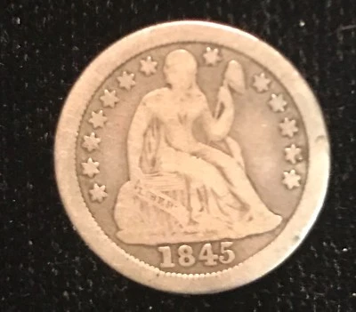 1845-o Seated dime , vg +, fine , scarce date - Image 1 of 2