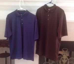 2 PGA TOUR GOLF SHIRTS SZ LARGE BLUE AND BROWN EXCELLENT CONDITION - Picture 1 of 8