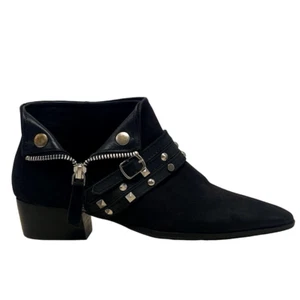 Free People Chesa Black Leather Side Zip Studded Low Bootie Size 36 (US 5.5) NEW - Picture 1 of 13