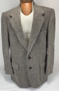 Farah Clothing Jacket Blazer Mens 44L Brown Tweed Elbow Patches Wool - Picture 1 of 17