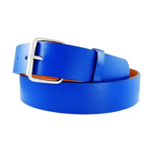 New Snap-On Plain Leather Belt Removable Roller Buckle Solid Unisex Mens Womens - Picture 1 of 13