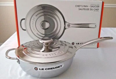 Le Creuset Tri-Ply Stainless Steel 3.5 Quart Saucier Pan with Lid * NEW * - Image 1 of 4