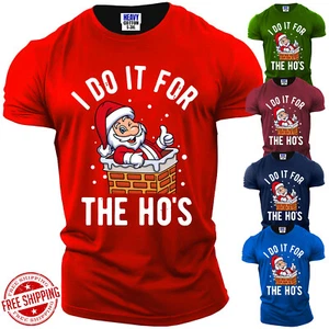I Do It For The Hos Santa Funny Men's T-Shirt Christmas Xmas Tee Gift For Guys - Picture 1 of 11