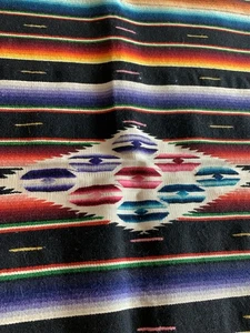 Authentische Atemberaubende Saltillo Decke Läufer Teppich Fein Gewebt Wolle 39x19 Vintage 1940er - Bild 1 von 18