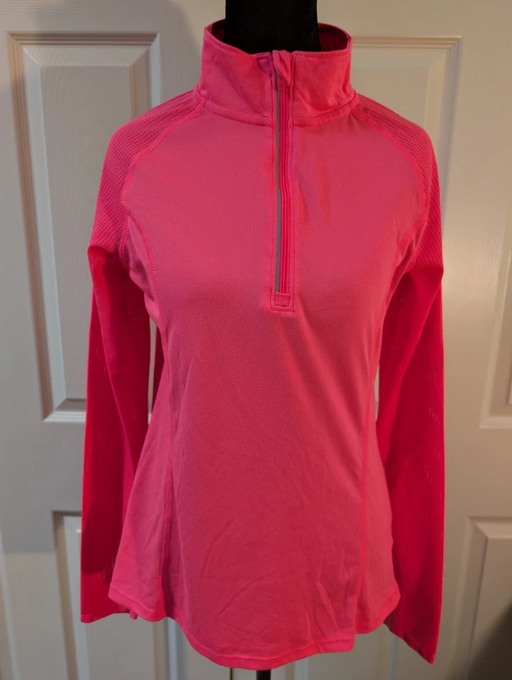 Camisa Danskin Now Para Mujer Manga Larga 1/4 Cremallera Cuello Alto Pullover Rosa Mediana Foto 1 de 4