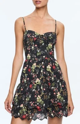 Mini Vestido Floral Negro Alice And Olivia Talla 8 M  Foto 1 de 4