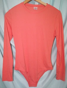 Nuevo sin etiquetas Body Naranja Cuello Redondo Manga Larga Acanalado Tejido Cierre a Presión Mujer L Alto - Imagen 1 de 3