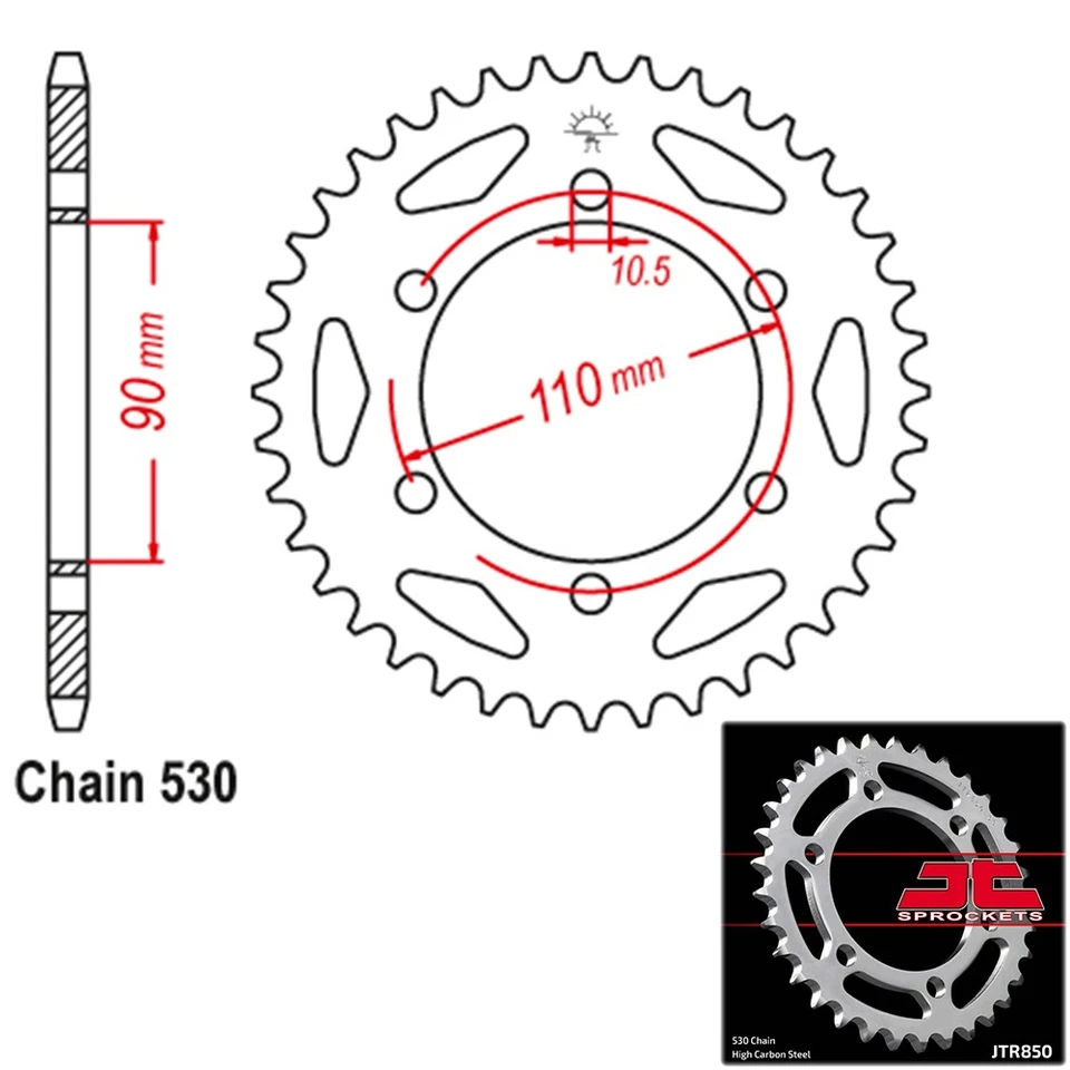 Piñones JT Piñón Trasero Acero Paso 530 34 Dientes Yamaha XS500 (1975) Foto 1 de 2