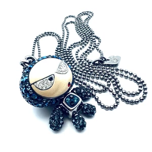 SWAROVSKI Cristal Collar Colgante Elvis Eliot Azul Bola Larga Cadena 36... - Imagen 1 de 15