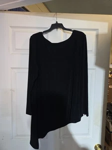 Top túnica negra Chicos Travelers talla 3 dobladillo asimétrico ajustado Lagenlook - Imagen 1 de 6