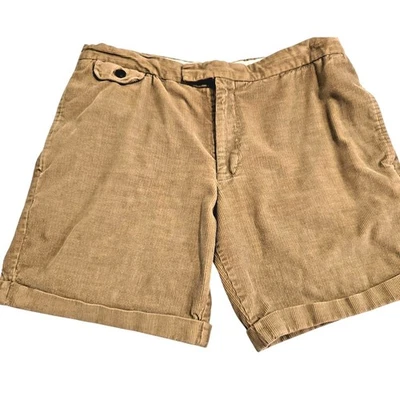 Topman Pantalones Cortos Para Hombre 32 Marrón Pana Informal Frente Plano Botón Bolsillo Verano Foto 1 de 4