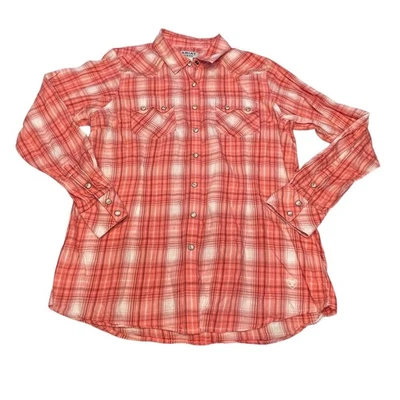 Camisa Ariat Feminina Grande Xadrez Pérola Snap Western Bordada Rancho Western - Imagem 1 de 4