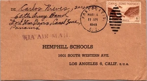 UNITED STATES 1949 CANAL ZONE AIRMAIL COVER ADDR LOS ANGELES CANC FORT DAVIS - Picture 1 of 2