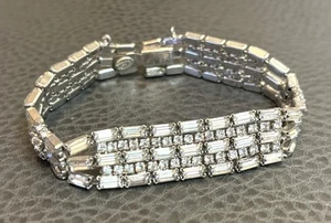Vintage Kramer Of New York Armband Baguette & runde Kristall Strass LESEN - Bild 1 von 8