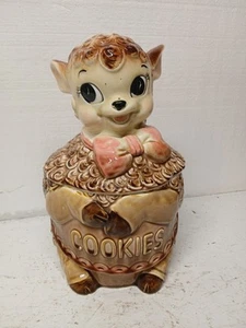 VINTAGE ROYAL SEALY LAMB COOKIE JAR EASTER BLUSHING LAMB BISCUIT Ceramic - Picture 1 of 16