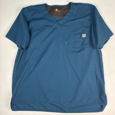 Carhartt Men's Large Scrub Top Ripstop Utility Teal Blue C15108 Medical Nursing - Image 1 of 4