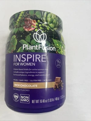 Pó de proteína vegetal PlantFusion Inspire feminino baixo teor de carboidratos chocolate rico - Imagem 1 de 4