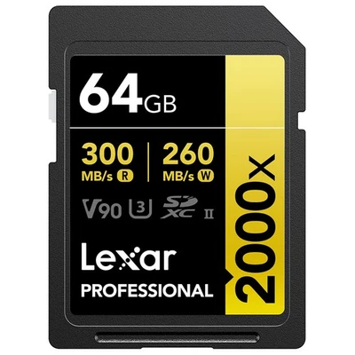 Lexar GOLD Series Professional 2000x 64GB UHS-II SDXC Memory Card - Image 1 of 4