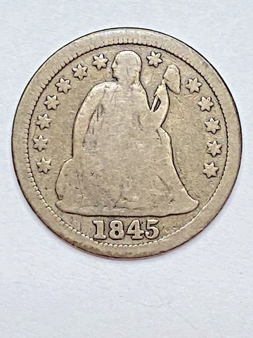 1845 Seated Liberty Dime - G / Good Decent Surface Quality Cover