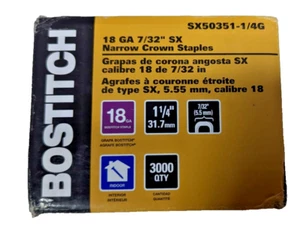 Stanley Bostich Staple SX50351-1/4G X 7/32” Crown X 1-1/4” Leg Pack Of 3000 USA - Picture 1 of 3