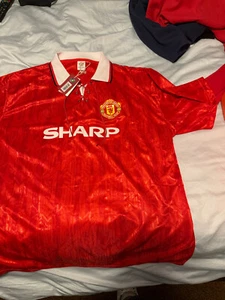 MANCHESTER UNITED RARE 1993-94 SHARP RED JERSEY SOCCER FOOTBALL 3XL MUFC STORE - Bild 1 von 4