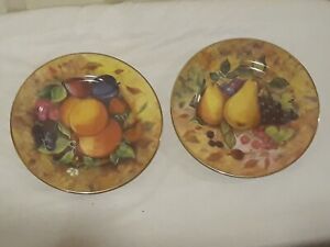 2 St. Limoges 7 3/8  Decorative Fruit Pattern Plates