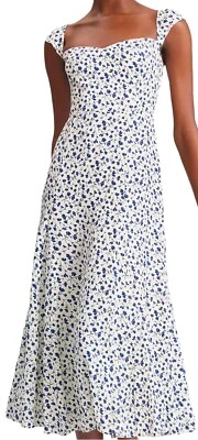 Reformation Bryson Women's Cap Sleeve Floral Midi Summer Dress Mykonos Size 8 - Image 1 of 4