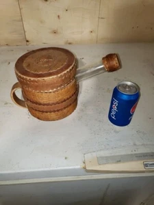 Vintage 1952 Swedish  Saami people small glas container in  birch bark  holder - Picture 1 of 3