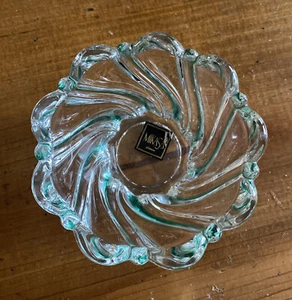 Mikasa Crystal Glass Bowl Peppermint Green Swirl Candy Nut Dish 5 1/2" Germany - Picture 1 of 3