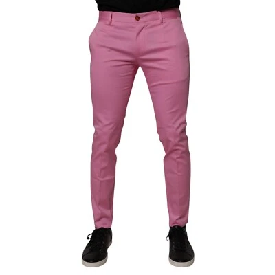 DOLCE & GABBANA Pantalones Rosa Algodón Calce Ajustado Hombres Vestido Formal IT48/W34/M 750usd Foto 1 de 4