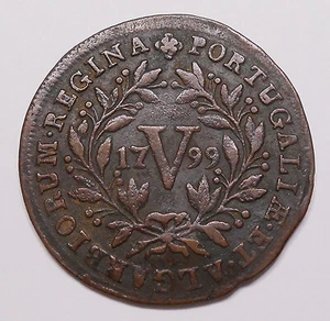 Portugal 1799 5 Reis VF BELLEZA Reina Doña María I El Piadoso ESCASO Reino Moneda - Imagen 1 de 2