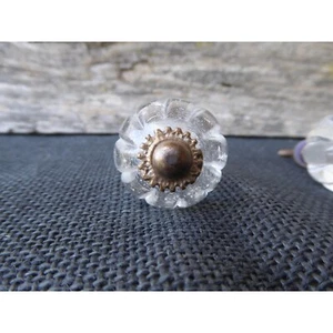 Vintage Drawer Pull Clear Glass Pumpkin Handle Kitchen Cabinet Dresser Door Knob - Picture 1 of 4