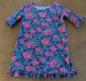 Lilly Pulitzer Dress Girls M 7/8 Little Somerset Jammin Ruffle Fish Mommy & Me - Picture 1 of 5