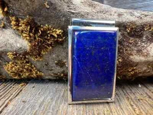 AAAA Gallery Grade Afghany Lapis Lazuli 14K White Gold Over Money Clip/Bill Fold - Picture 1 of 7