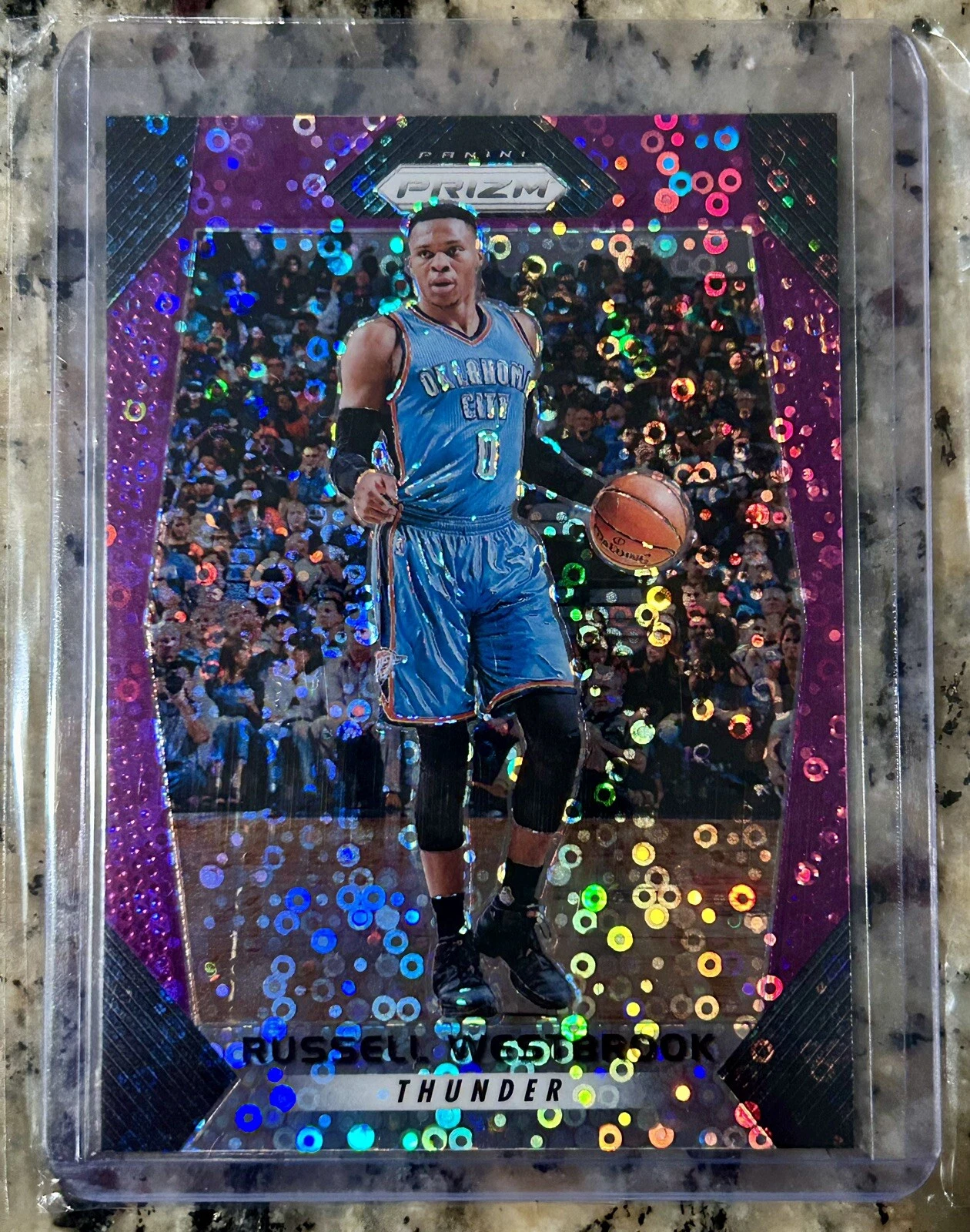 2017-18 Panini Prizm Russell Westbrook #261 Fast Break Purple Prizm /75