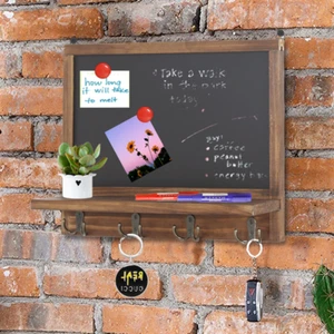 Rustikal Kreidetafel Wandtafel Magnetisch Holz Memoboard Schlüsselbrett Ablage - Bild 1 von 9