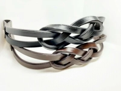 Plaited Leather Browband  Hunter BrowBand  Xfull,Full, Cob , Pony Black or Brown - image 1 of 4