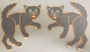 2 Vintage Beistle Halloween Black Cat Moveable Mechanical Jointed Die Cut  - Picture 1 of 7