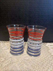 Red White And Blue 4” Juice Glasses - Picture 1 of 5