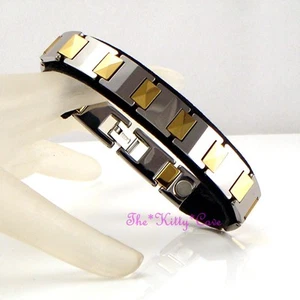 Magnetic Tungsten CTS, Arthritis Relief Rhodium & 24K Gold Plated Organic Bracelet - Picture 1 of 12