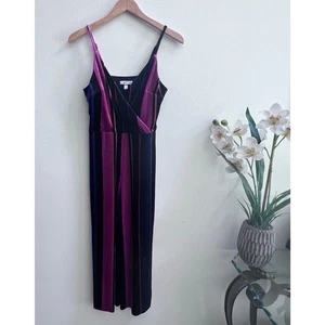 Velvet Black with Pink Stripe Wide Leg Romper Speechless Jumpsuit Women's Sz S - Picture 1 of 7